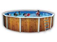 Piscine Ronde VETA Acier Decoration Bois 460 x 120 cm 