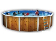 Piscine Ronde VETA Acier Decoration Bois 350 x 120 cm