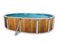 Piscine Allongee VETA Acier Decoration Bois 550 x 366 x 120 cm 