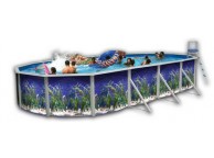 Piscine Allongee OCEANO Acier Decoration Aquatique 550 x 366 x 120 cm LEKINGSTORE