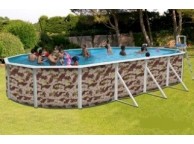 Piscine allongee CAMOUFLAGE Acier 640cm x 366 cm x H 120cm 