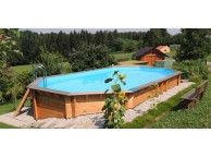 Piscine bois Allongée UBBINK AQUABELLE 750x400x130cm Liner Bleu