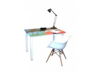 Bureau 110x70 cm Décor Hawai Pied Blanc