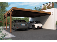 Carport en pin double Victor adossable - 30.6 m²