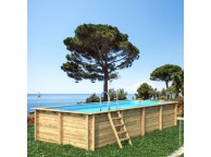 Piscine bois Rectangulaire ELLY 620x320x131cm  Liner Bleu