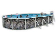 Piscine Allongee PIEDRA GRIS Acier Decoration Pierre 550 x 366 x 120 cm 