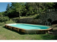 Piscine Bois Super Lucci Octogonale allongée avec Plage Immergée + Escalier 800x457x130 cm