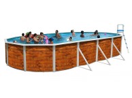 Piscine Allongee ETNICA Acier Aspect Bois 550cm x 366cm x H 120cm 