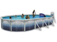 Piscine Allongee TRENCADIS Acier Decoration Mosaïque 550 x 366 x 120 cm 