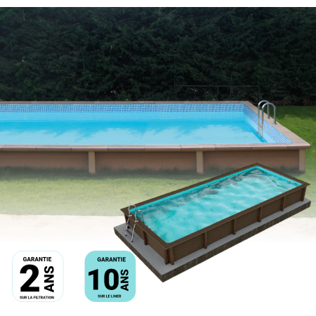 Kit Piscine Béton Aspect Bois Rectangulaire 606x324x143cm