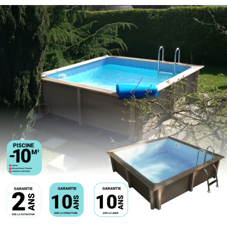 Kit Piscine Béton Aspect Bois Carré 324x324x130cm
