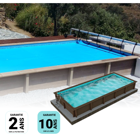 Kit Piscine Béton Aspect Bois Rectangulaire 750x324x130cm