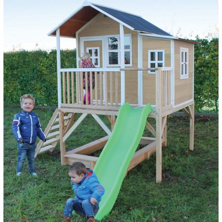 Cabane Enfant Loft en Bois Naturel 190x188x253cm