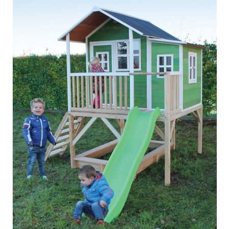 Cabane Enfant Loft en Bois Verte 190x188x253cm