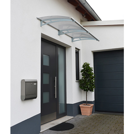 Marquise en aluminium - Flora - 205 x 92 x 16 cm - Gris
