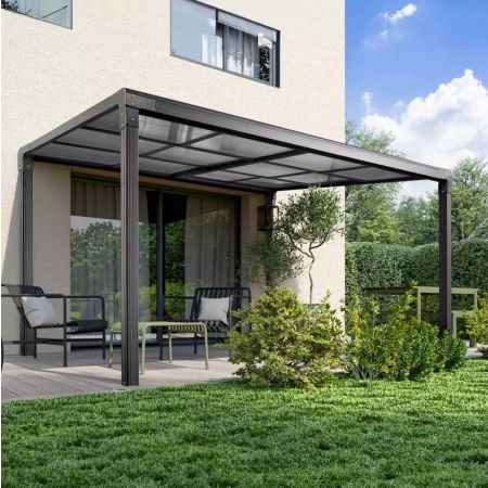 Pergola en aluminium gris anthracite 392x308x263cm