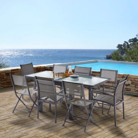 Ensemble De Jardin MODULO 4/8 Places Gris avec 4 Fauteuil