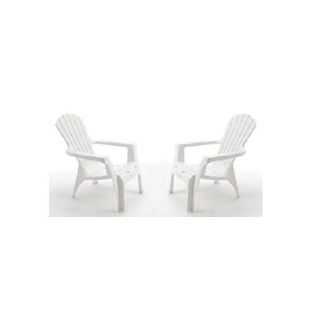 Lot de 2 Fauteuils de Jardin ADIRONDACK Blanc - LEKINGSTORE