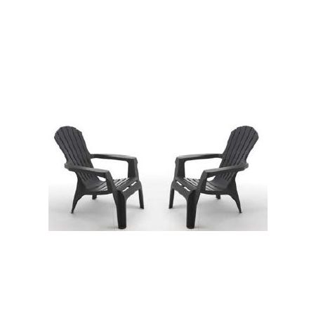 Lot de 2 Fauteuils de Jardin ADIRONDACK Anthracite - LEKINGSTORE