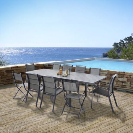 Ensemble De Jardin MODULO ALU 6/10 Personnes Gris Anthracite avec 6 Fauteuils
