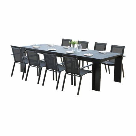 Ensemble de jardin IBIZA ALU noir 8/10 Personnes avec 8 fauteuils   