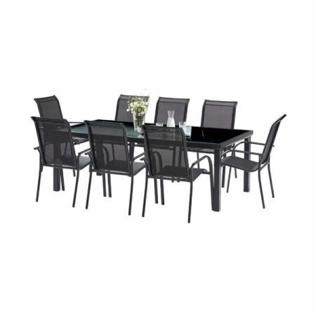 Ensemble de jardin Black Edition pour 8 personnes avec fauteuils 