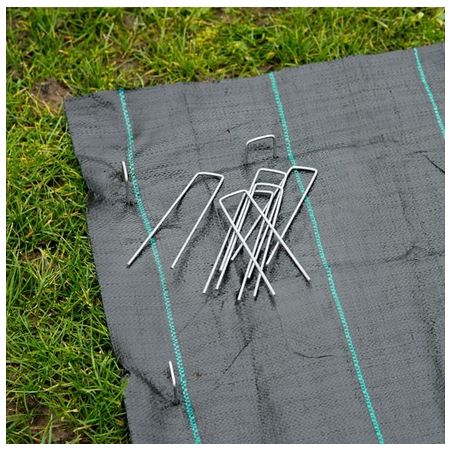 10 agrafes métalliques pour fixation au sol D3 mm H14 x 3 cm