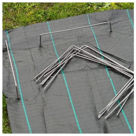 20 agrafes métalliques pour fixation au sol D4 mm H20 x 25 cm