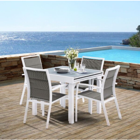 Ensemble De Jardin MODULO 4 Places Blanc/Gris Perle