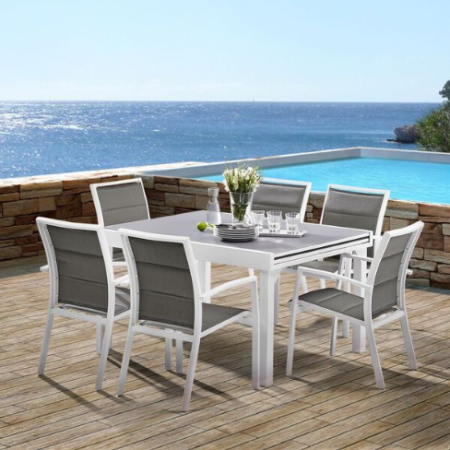 Ensemble De Jardin MODULO 6 Places Blanc/Gris Perle