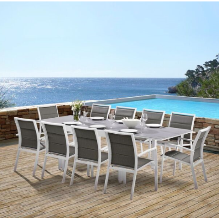 Ensemble De Jardin MODULO 6/10 Places Blanc/Gris Perle