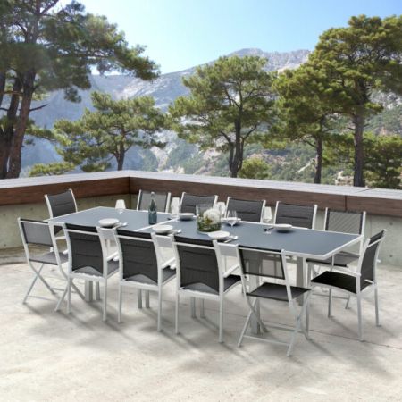 Ensemble De Jardin MODULO 8/12 Places Blanc/Gris Perle 