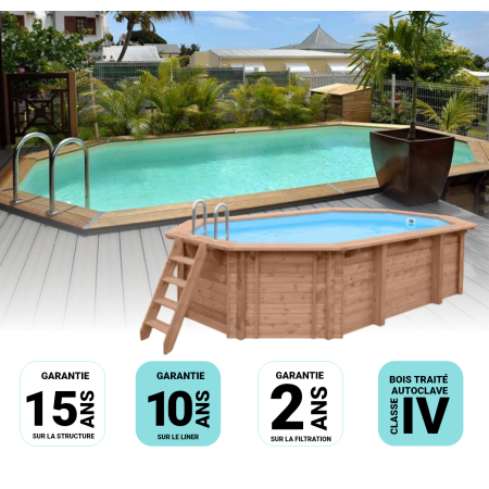 Piscine bois MAEVA avec Escalier droit 753x434x150cm