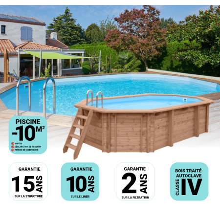 Piscine Bois Lucci Octogonale allongée 415x265x131cm
