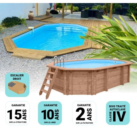 Piscine bois Lola avec escalier
