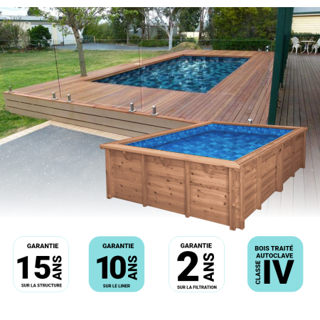 Piscine Bois Supreme Rectangulaire 1220x520x145 cm Pierre de Bali