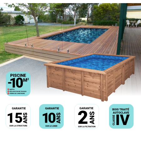 Piscine Bois Bianca rectangulaire Luxe 520x220x145cm Pierre de Bali