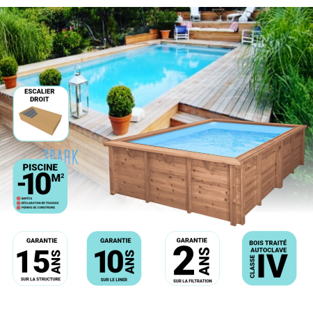 Piscine Bois Bianca Rectangulaire Luxe avec escalier 520x220x145cm