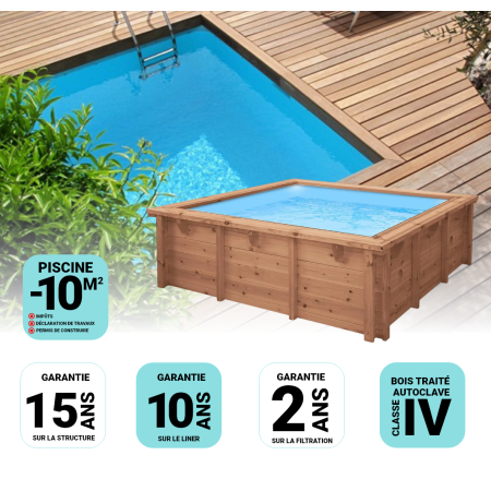 Piscine Bois carrée Tropicana 320x320x145 cm