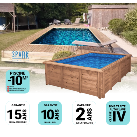 Piscine Bois Luna Rectangulaire 350x270x70cm Pierre de Bali