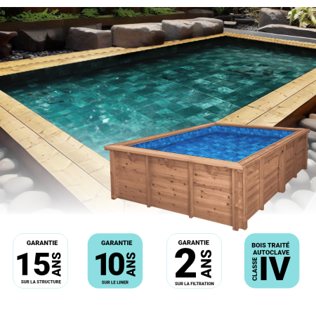 Piscine Bois Rectangulaire Luxe 620x420x145 cm Pierre de Bali