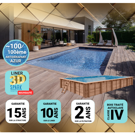 Piscine Bois PRESTIGE Rectangulaire 470x270x145cm Liner Relief 3D