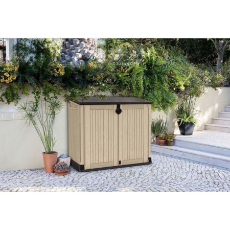 Coffre en résine multifonction 880L beige sans vérins