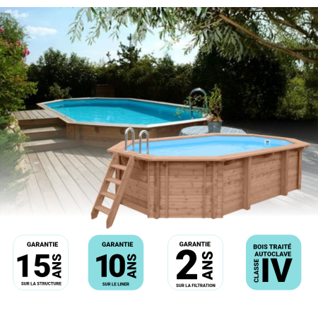 Piscine bois Allongée UBBINK OLYMPIA 350x500x120cm Liner Bleu 