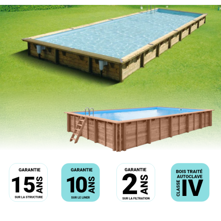 Piscine bois UBBINK LINEA 1100x500x140 Liner Bleu