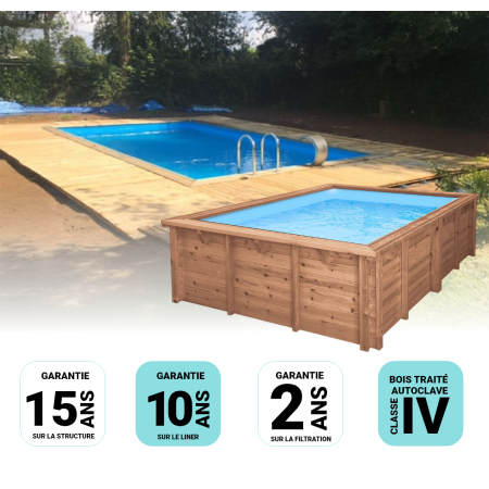 Piscine bois UBBINK LINEA 800x500x140cm Liner Bleu