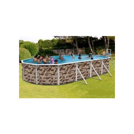 Piscine allongee CAMOUFLAGE Acier 640cm x 366 cm x H 120cm 