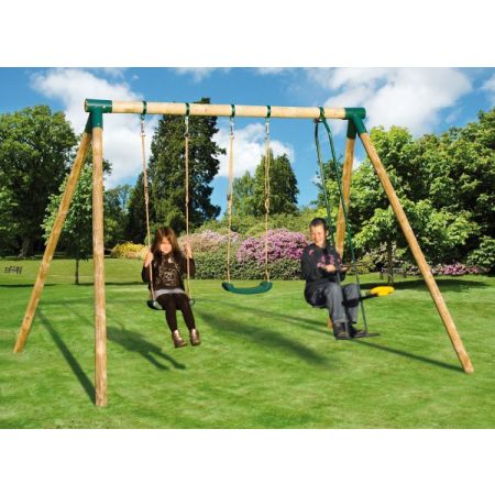 Portique en Bois APACHE 2 balancoires + 1 vis-a-vis L315xP260 - LEKINGSTORE