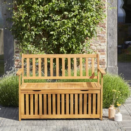 Banc de jardin 2 en 1 avec coffre Acacia 120 cm