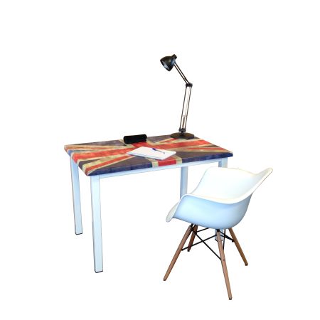 Bureau 110x70 cm Décor Kingdom Pied Blanc